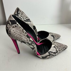 Aldo SnakeSkin Print Leather D’Orsay Pump Pink Heels details 9